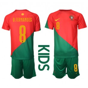 Portugal Bruno Fernandes #8 Hemmaställ Barn VM 2022 Kortärmad (+ Korta byxor)